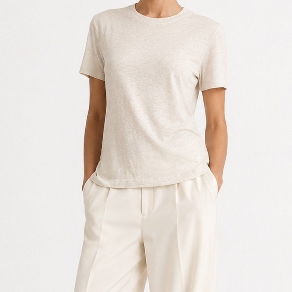 Everlane Essential Crew Tee Oatmeal Heather Cotton Short Sleeve Shirt M NWOT
